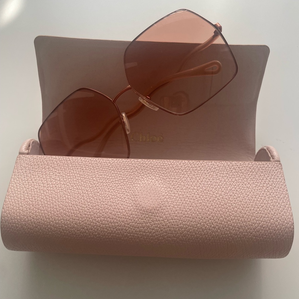 Chloé Pink Gradient Oversized Square Sunglasses - Picture 2 of 10